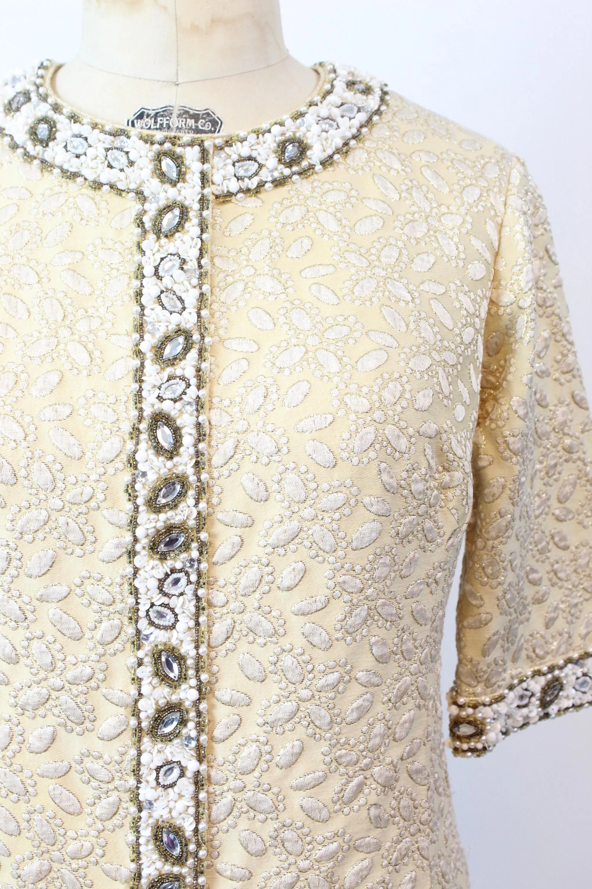 1960s I MAGNIN BEADED rhinestone mini dress medium large | new fall winter