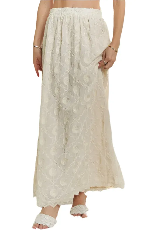 ADORA Elastic Waist Applique Maxi Skirt