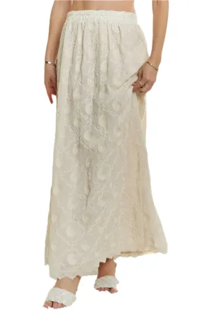 ADORA Elastic Waist Applique Maxi Skirt
