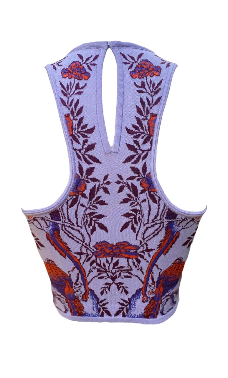 Alessia Bird Jacquard Top in Pastel Lilac