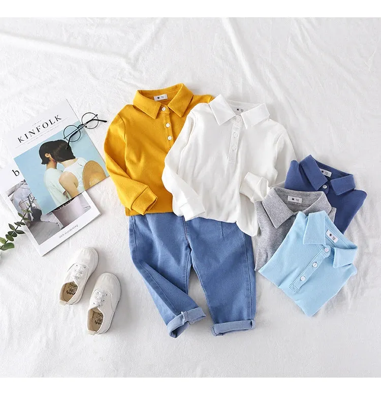Baby Boys Cotton Polo Shirt - Grey, Yellow