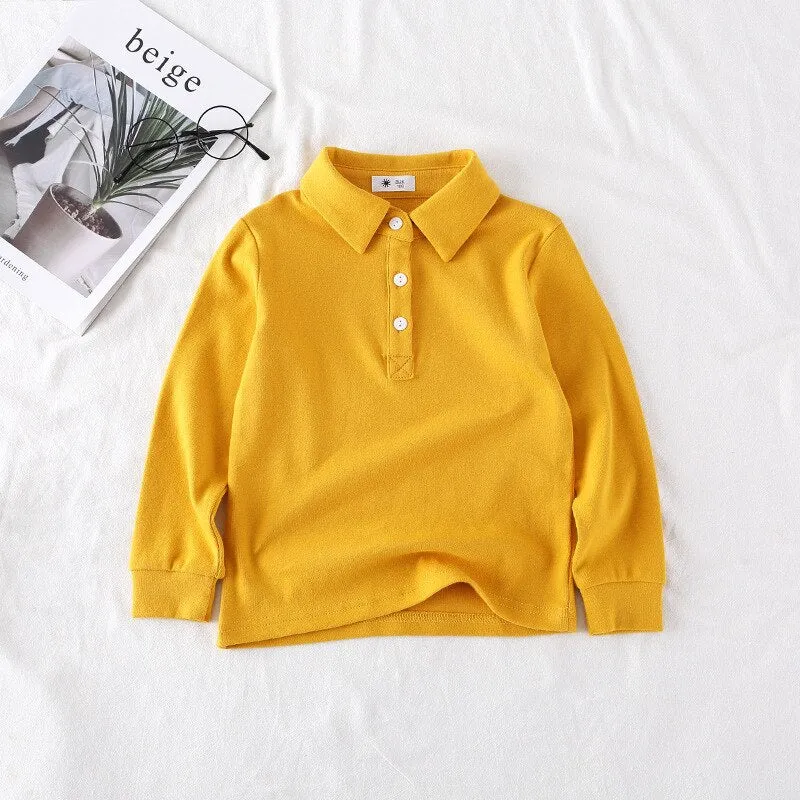 Baby Boys Cotton Polo Shirt - Grey, Yellow