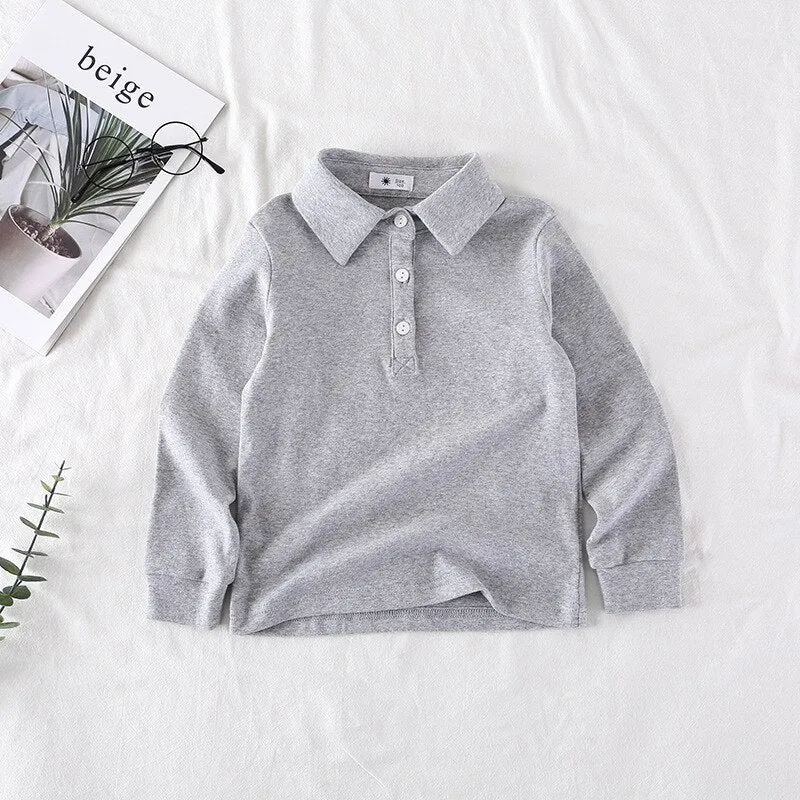 Baby Boys Cotton Polo Shirt - Grey, Yellow