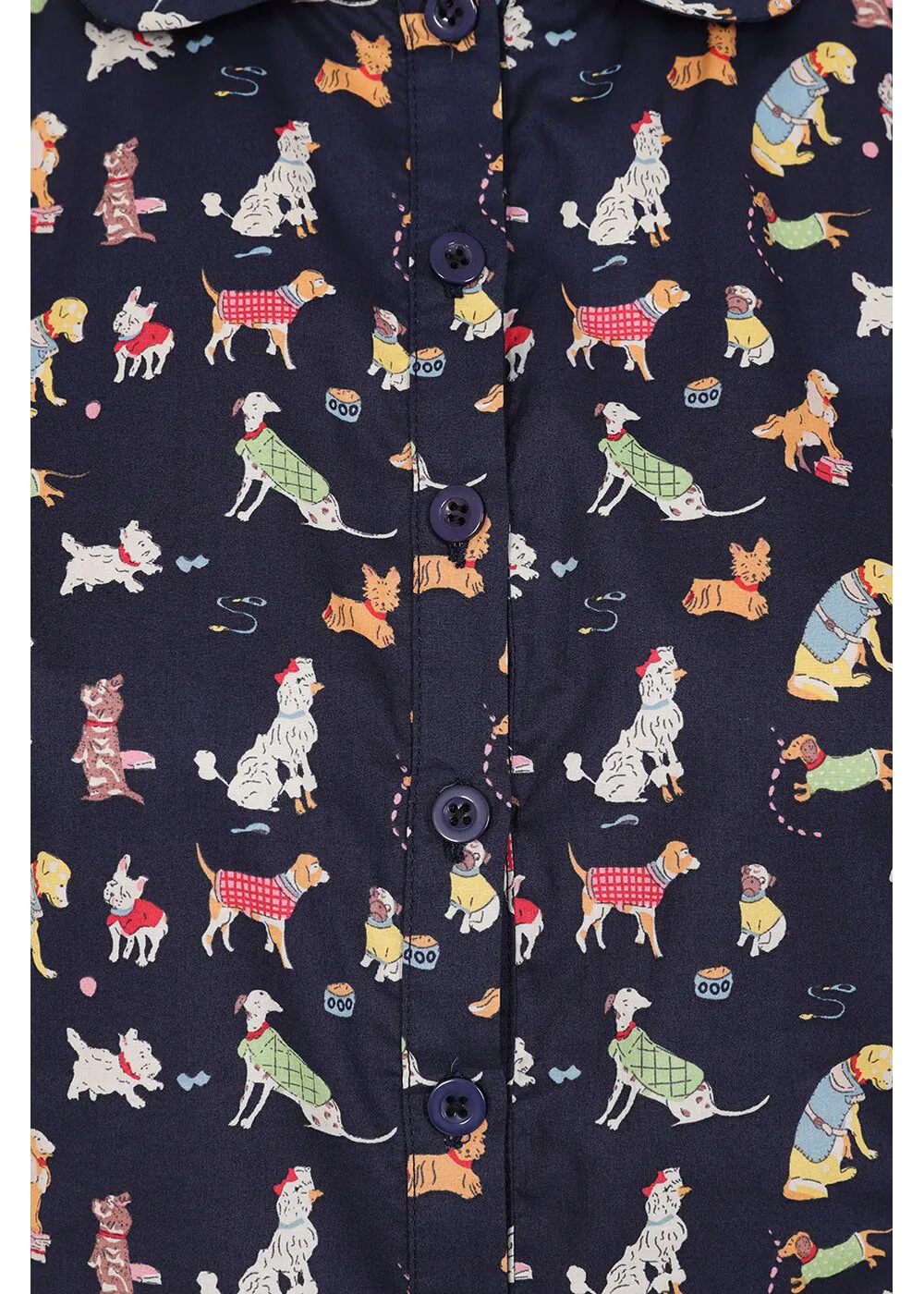 Banned Star Woof Dogs Blouse Navy Blue
