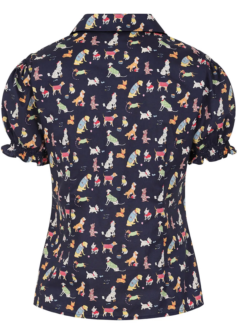 Banned Star Woof Dogs Blouse Navy Blue