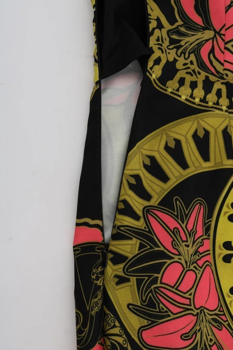 Baroque Print Shift Mini Sheath Dress