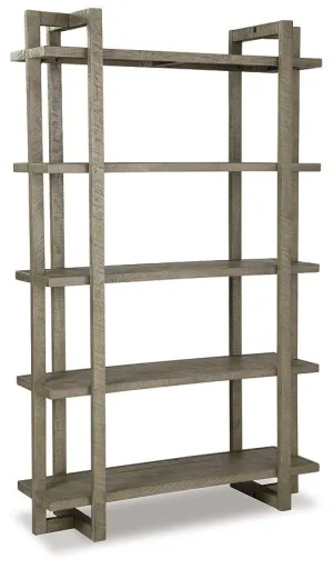 Bergton Distressed Gray Bookcase