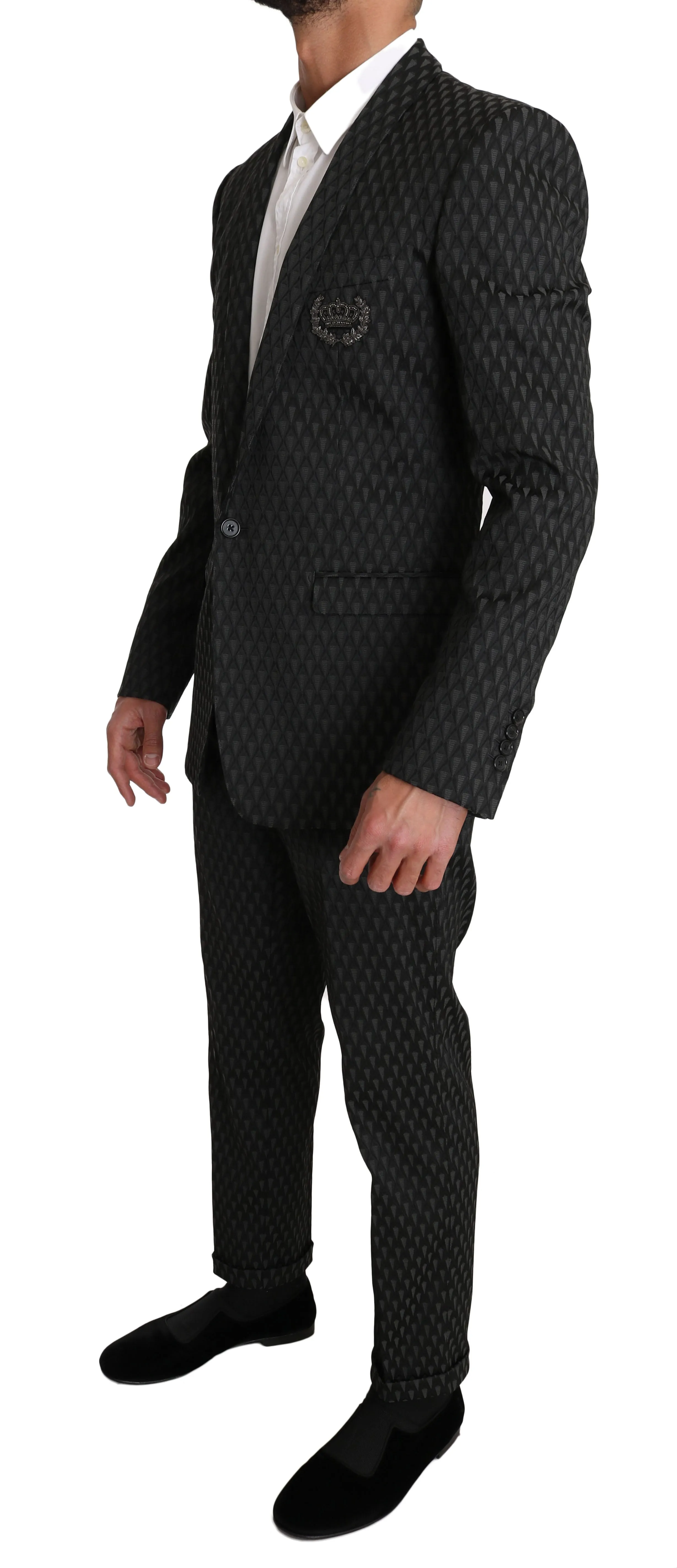 Black Gray GOLD Crown Logo 2 Piece Suit