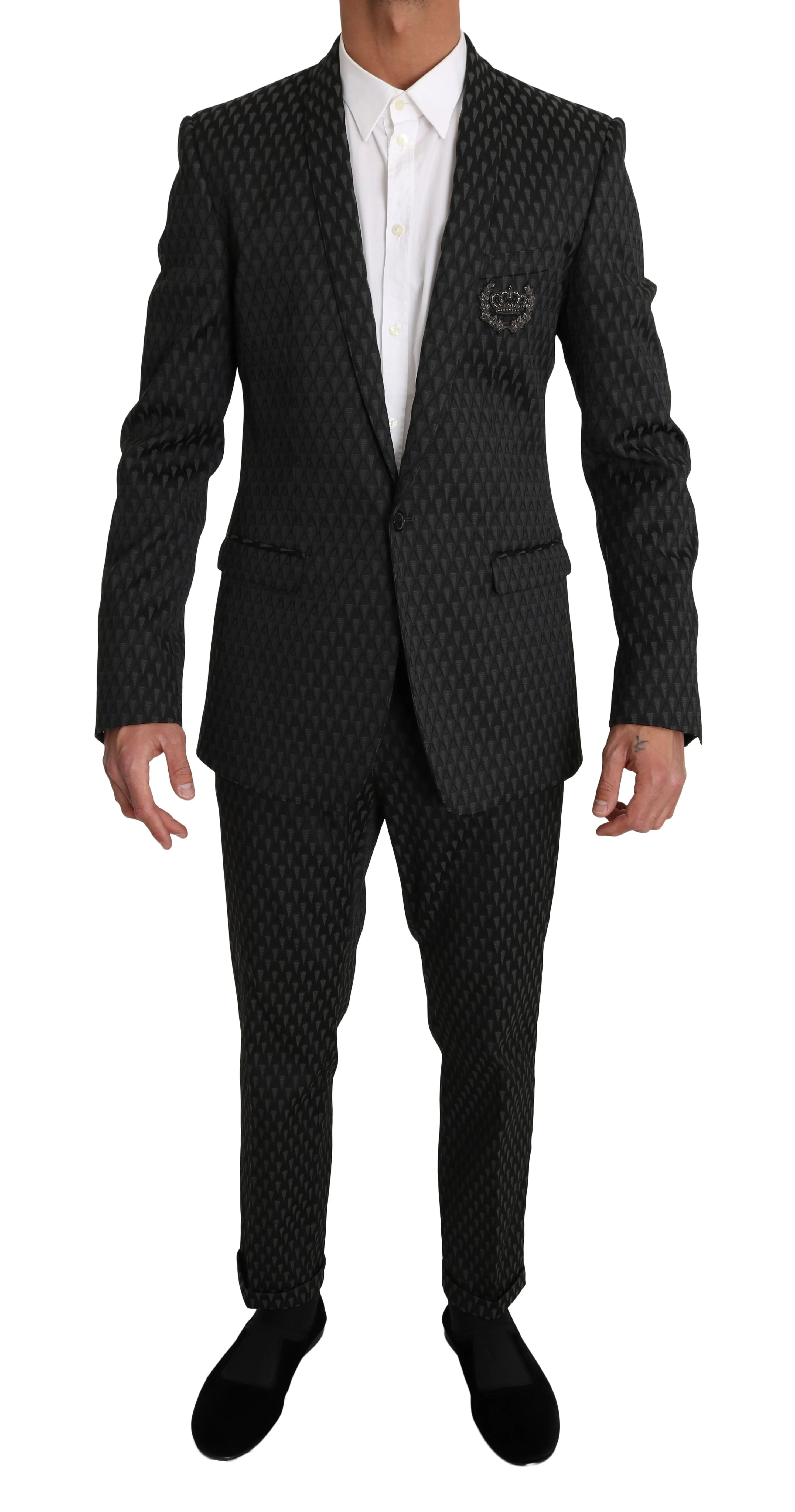 Black Gray GOLD Crown Logo 2 Piece Suit