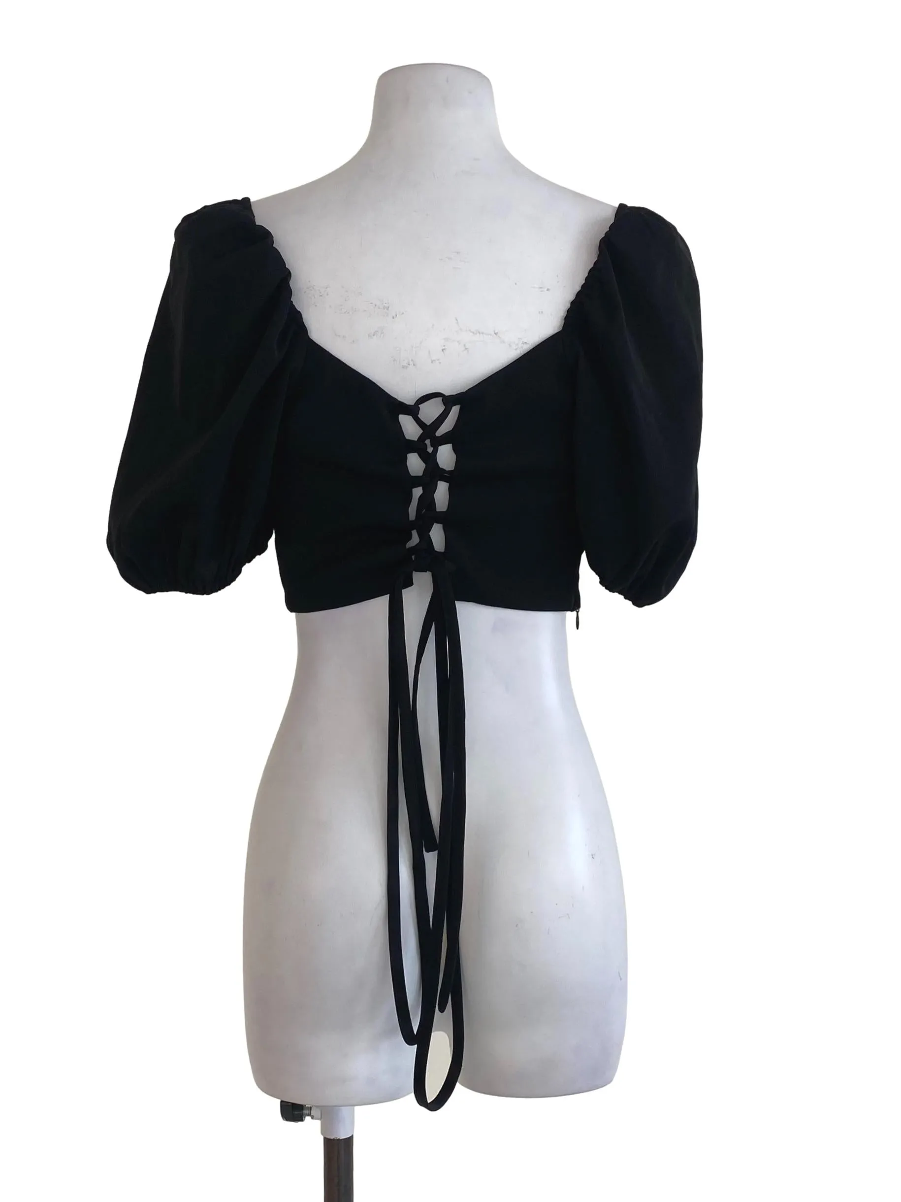 Black Plain Crop Top YHF
