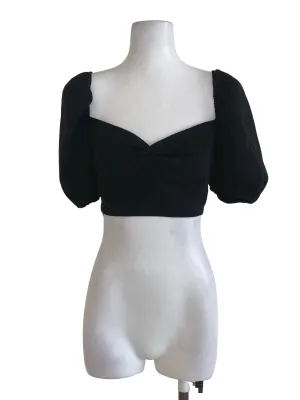 Black Plain Crop Top YHF