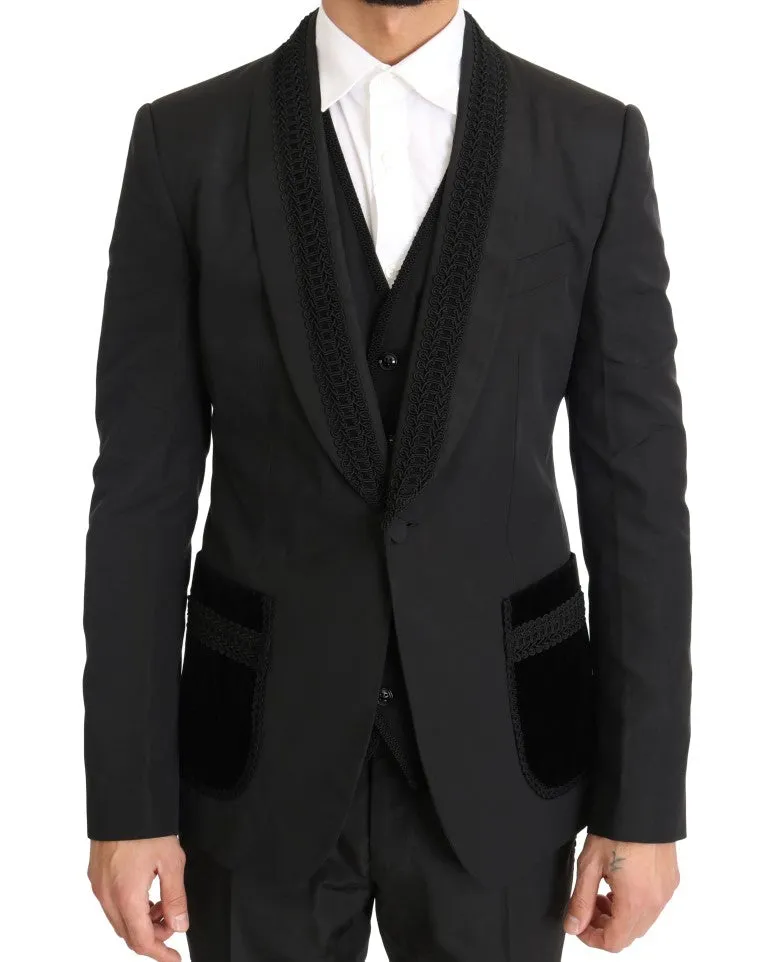 Black Silk Torrero Slim Fit 3 Piece Suit