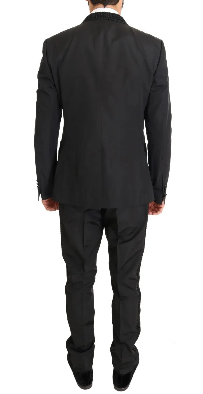Black Silk Torrero Slim Fit 3 Piece Suit