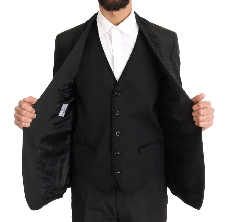 Black Silk Torrero Slim Fit 3 Piece Suit