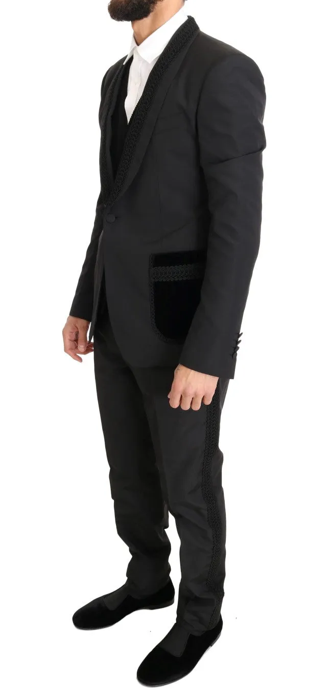Black Silk Torrero Slim Fit 3 Piece Suit