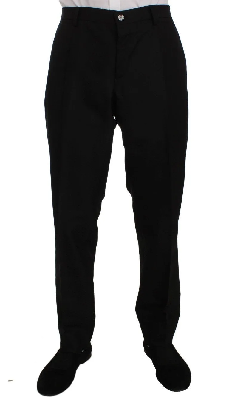 Black Wool Silk Slim Fit 3 Piece Suit