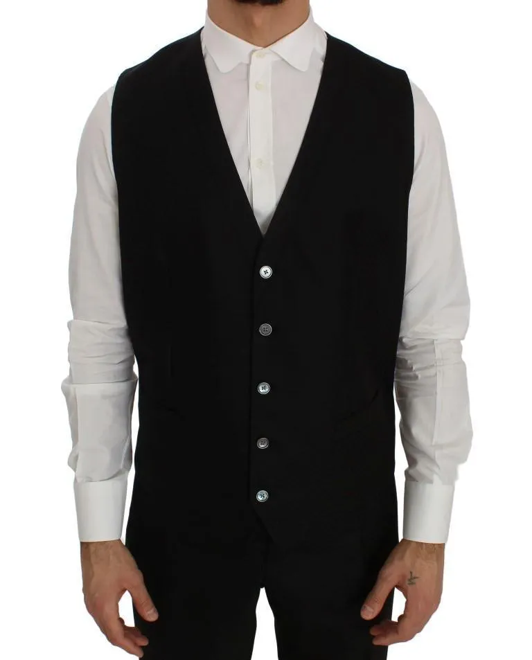 Black Wool Silk Slim Fit 3 Piece Suit