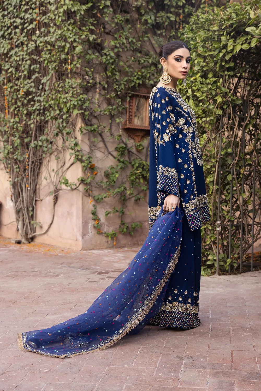 Blue Sharara Salwar Kameez Pakistani Wedding Dresses