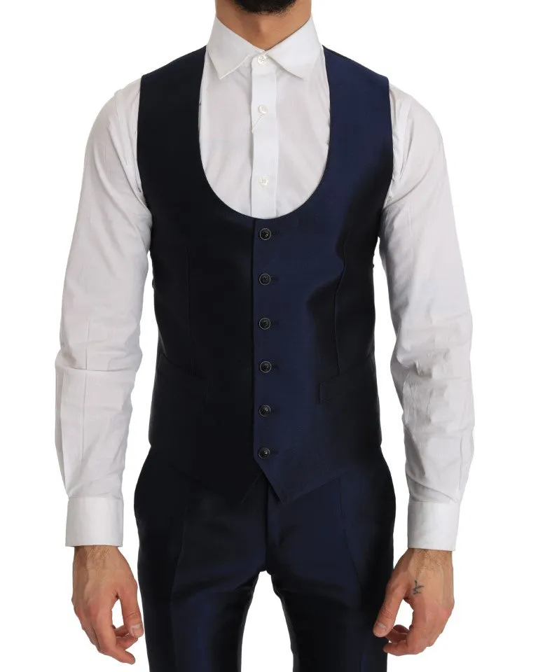 Blue Silk 3 Piece MARTINI Slim Suit
