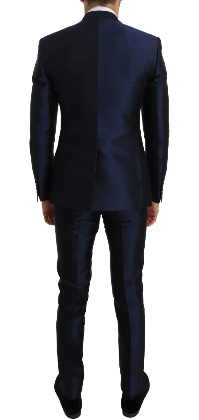 Blue Silk 3 Piece MARTINI Slim Suit