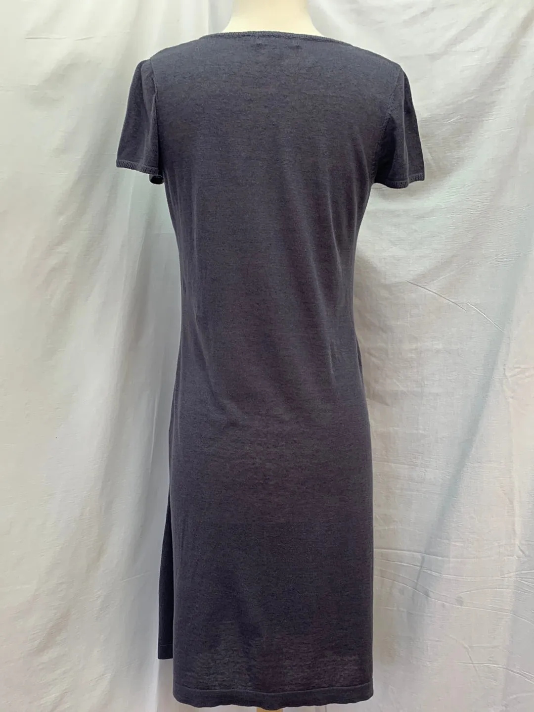 BODEN grey Cap Sleeve Silk Linen Button Shift Dress - UK 10R / US 6
