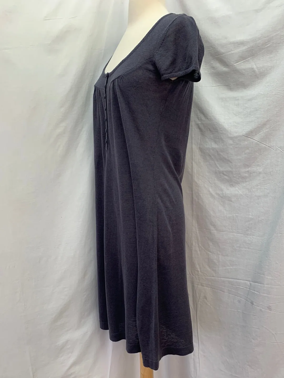 BODEN grey Cap Sleeve Silk Linen Button Shift Dress - UK 10R / US 6
