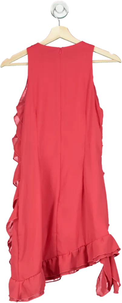 Boohoo Red Ruffle Mini Shift Dress UK 10