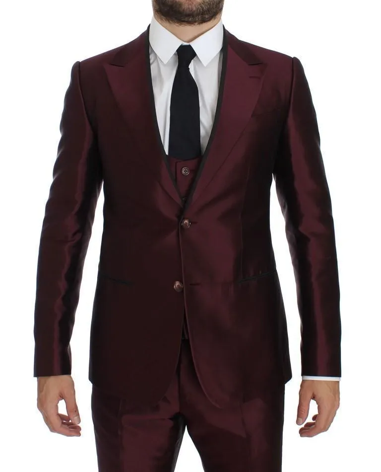 Bordeaux Silk Wool 4 Piece Slim Fit Suit