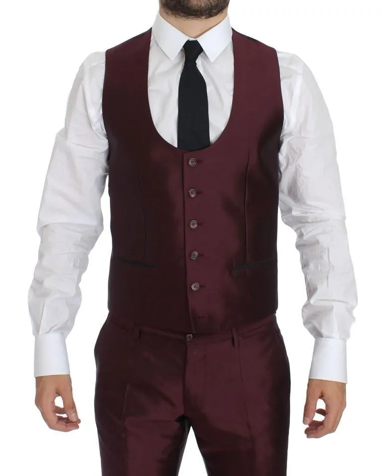 Bordeaux Silk Wool 4 Piece Slim Fit Suit