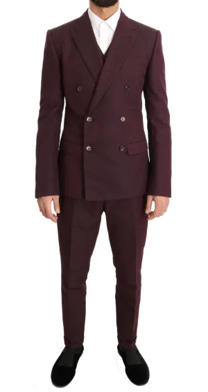 Bordeaux Slim 3 Piece Double Breasted Suit