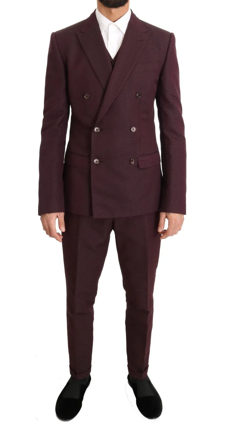 Bordeaux Slim 3 Piece Double Breasted Suit