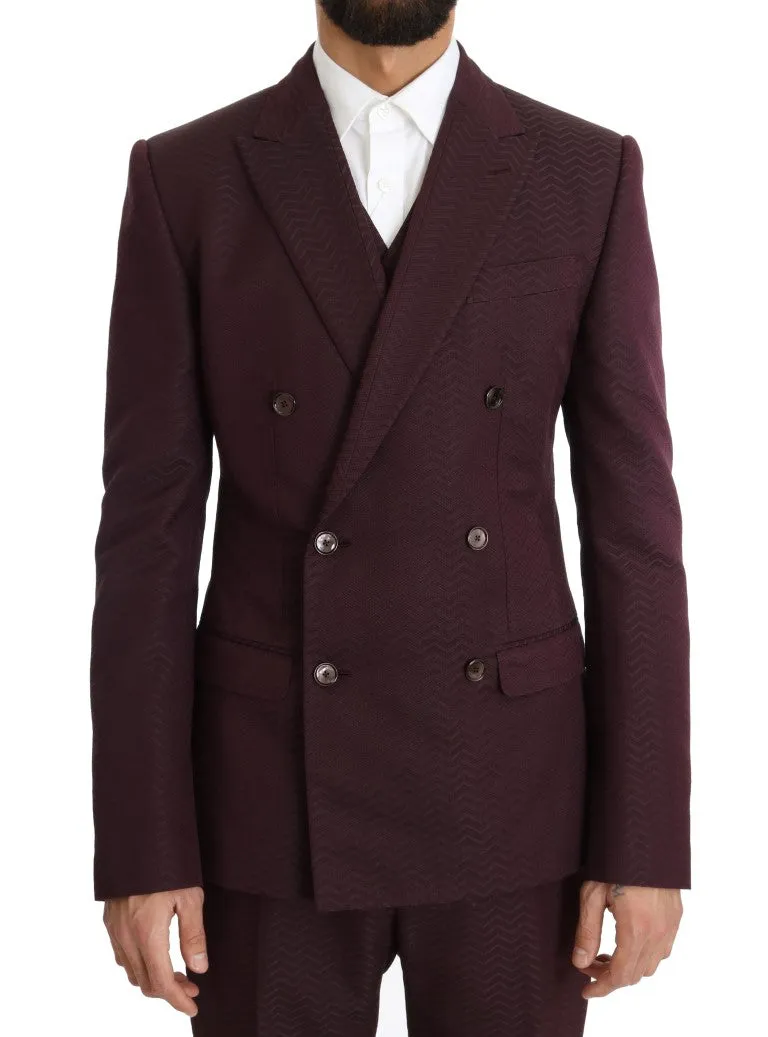 Bordeaux Slim 3 Piece Double Breasted Suit