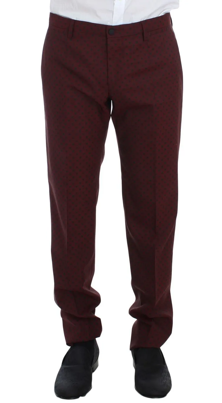 Bordeaux Wool Stretch Slim 3 Piece Suit