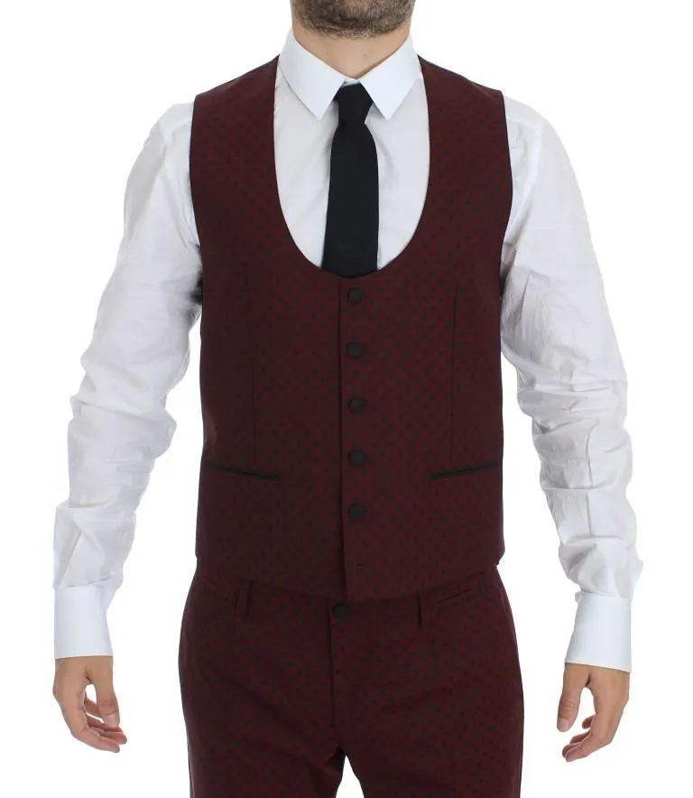 Bordeaux Wool Stretch Slim 3 Piece Suit