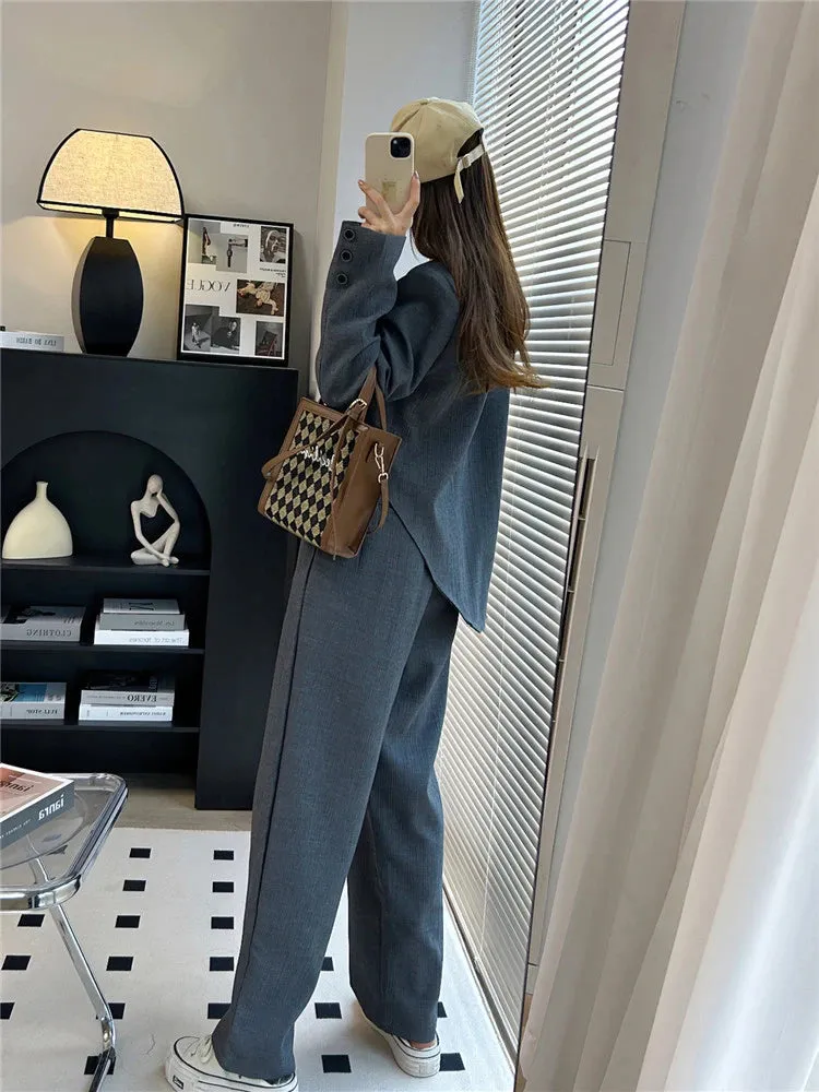 Boutique Fashion Two Piece Blazer & Pant Set For Women Office Irregular Top Suits High Quality 2 Piece Suit