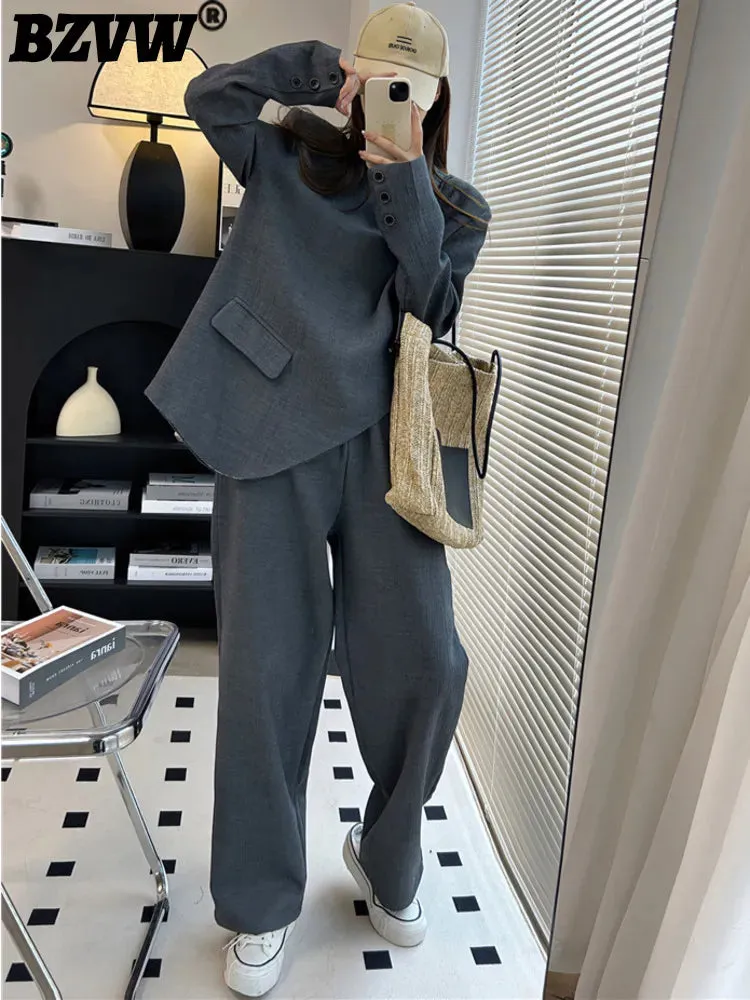 Boutique Fashion Two Piece Blazer & Pant Set For Women Office Irregular Top Suits High Quality 2 Piece Suit