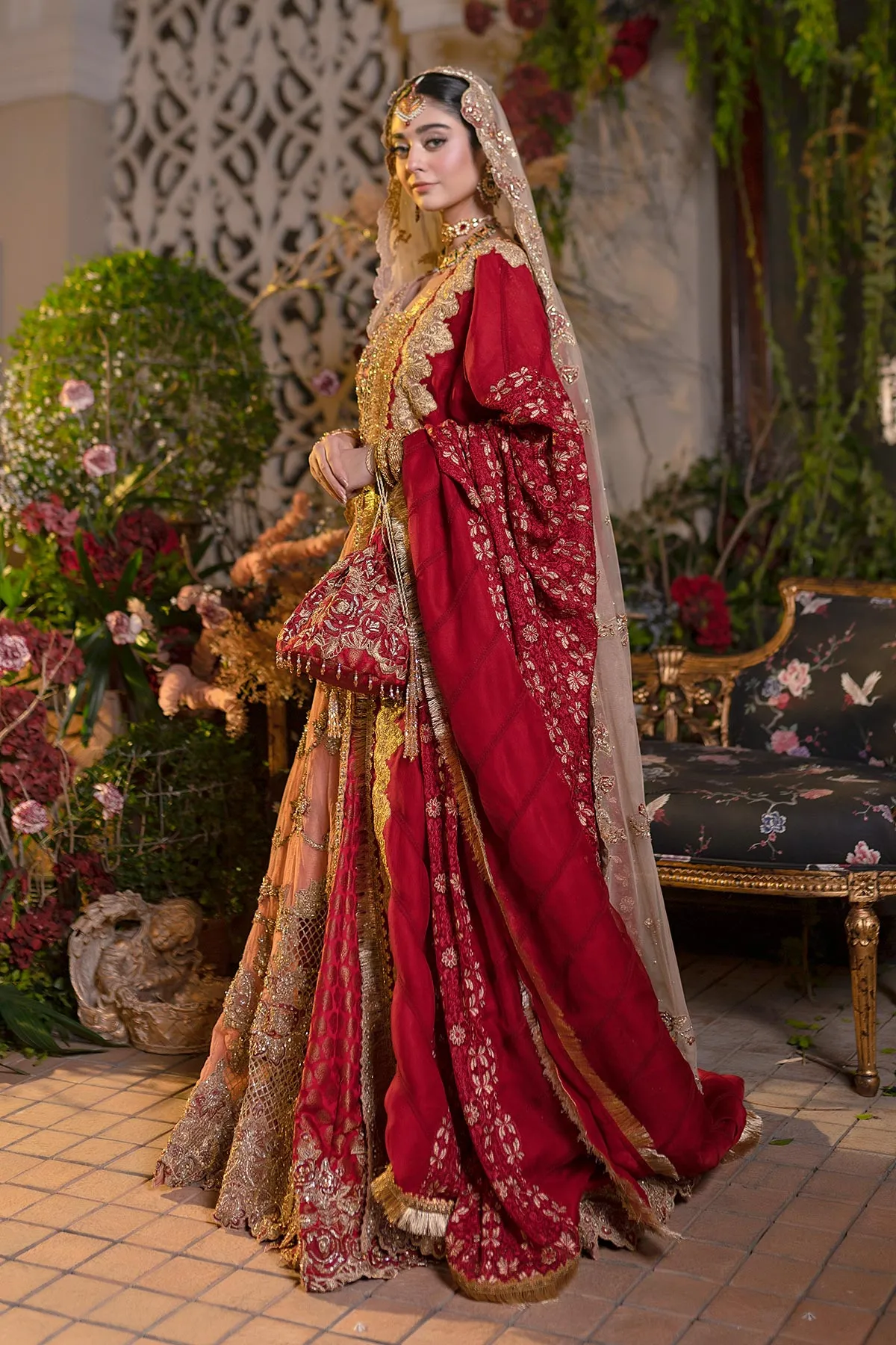 Bridal Gown Lehnga in Peach Color #Y6201