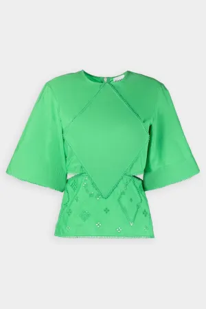 Broderie Anglaise Blouse in Kelly Green