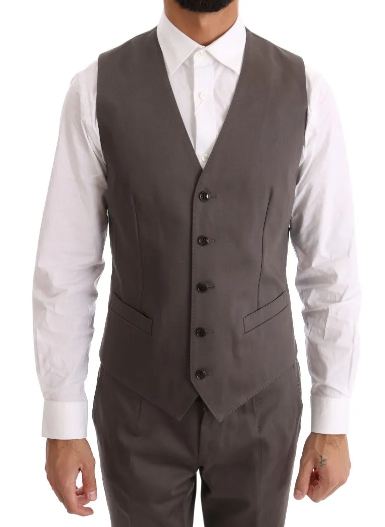 Brown Cotton 3 Piece Slim Fit Suit