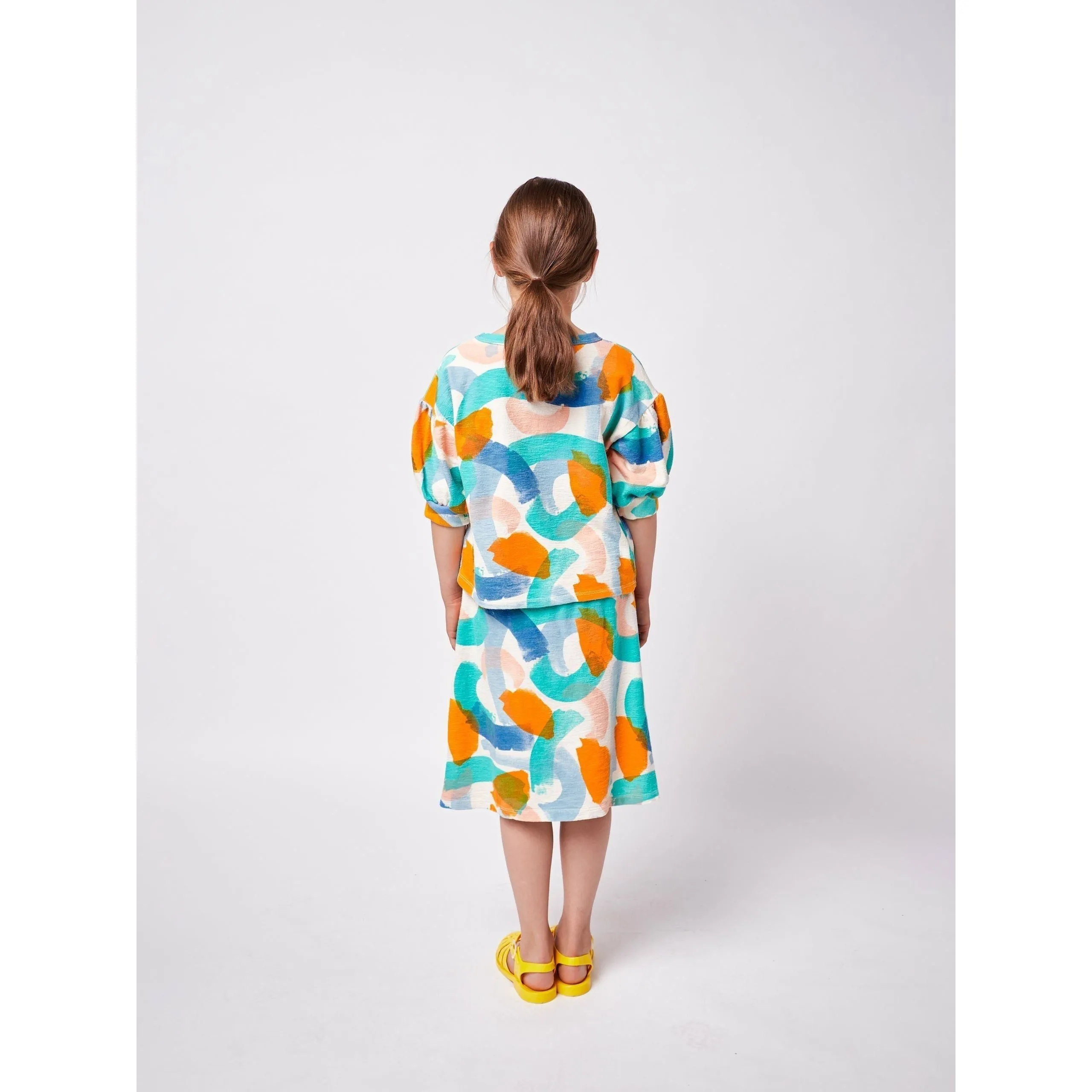 Brushstrokes All Over Midi Skirt