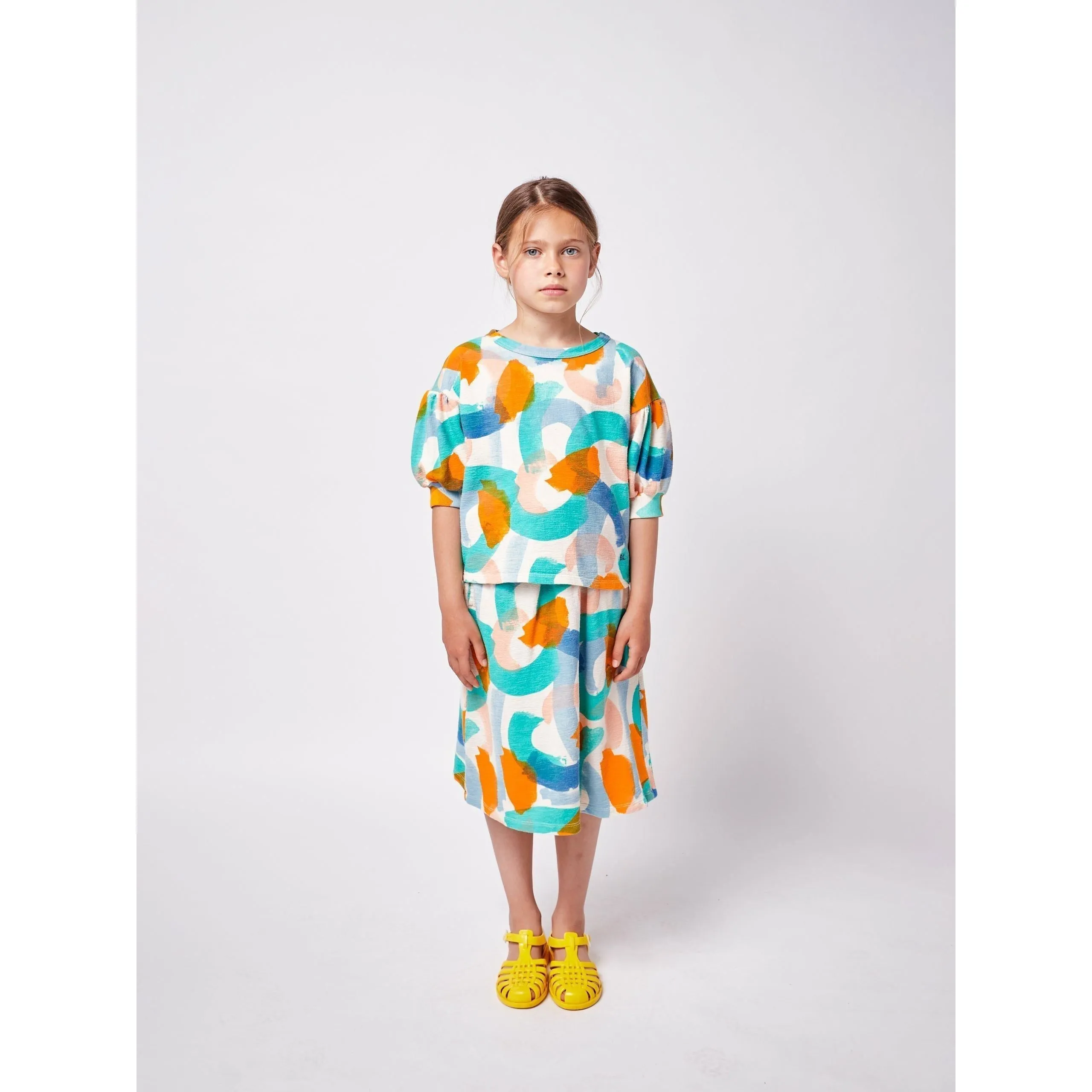 Brushstrokes All Over Midi Skirt