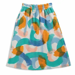 Brushstrokes All Over Midi Skirt