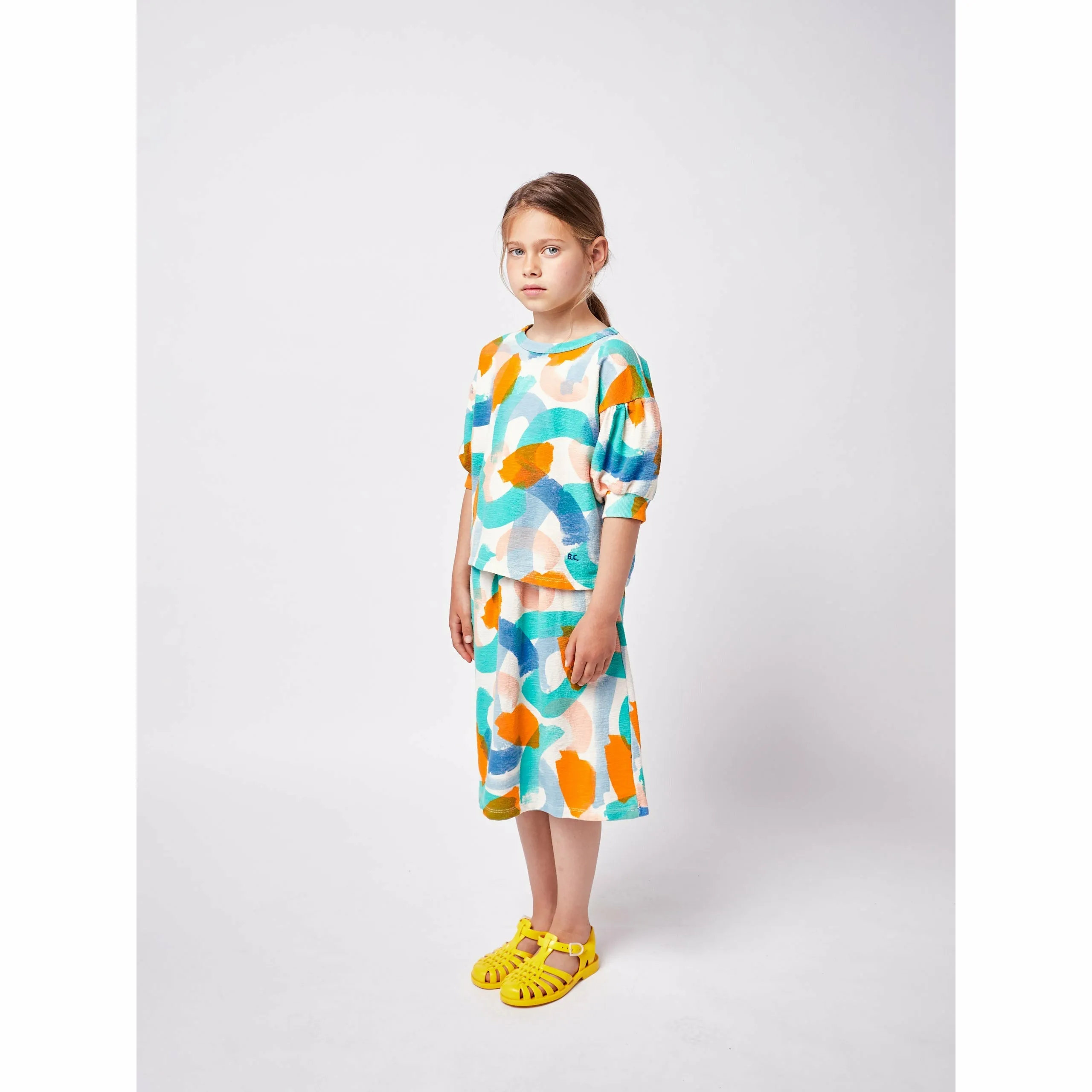 Brushstrokes All Over Midi Skirt