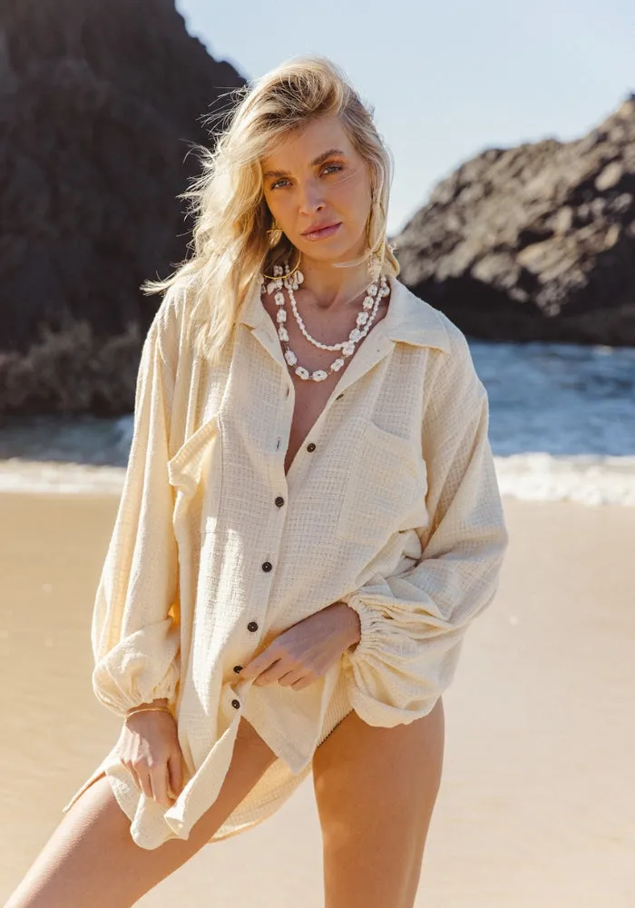 Capri Shirt Dress- Butter