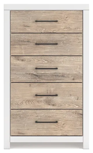 Charbitt Full Panel Bed with Mirrored Dresser, Chest and 2 Nightstands