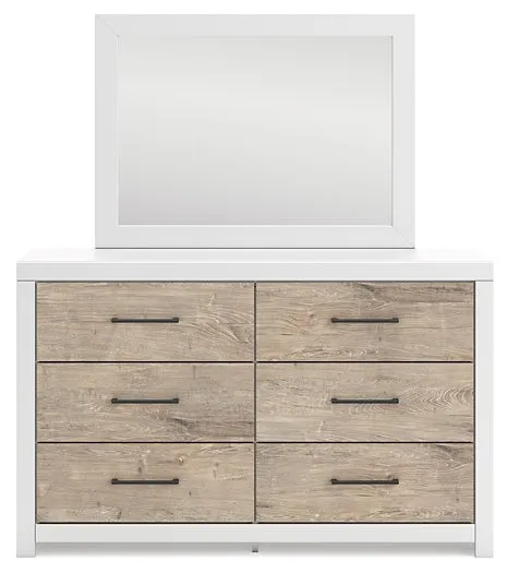 Charbitt King Panel Bed with Mirrored Dresser and Nightstand