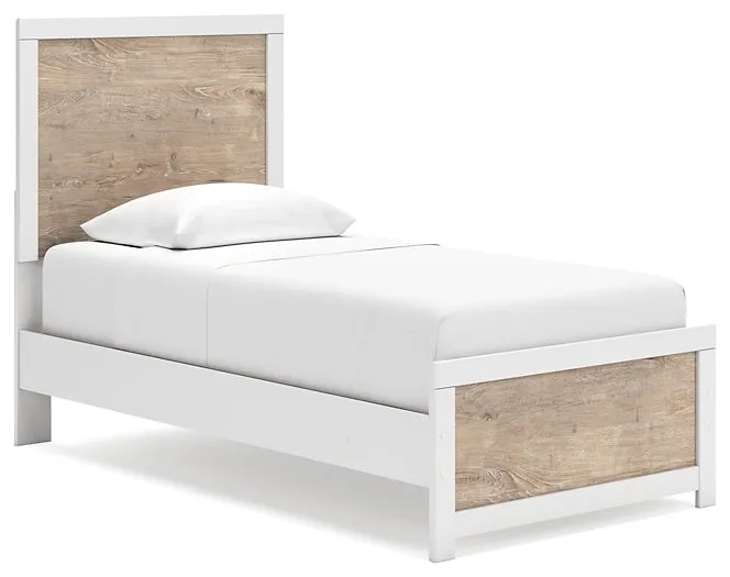 Charbitt Twin Panel Bed with Mirrored Dresser and Nightstand