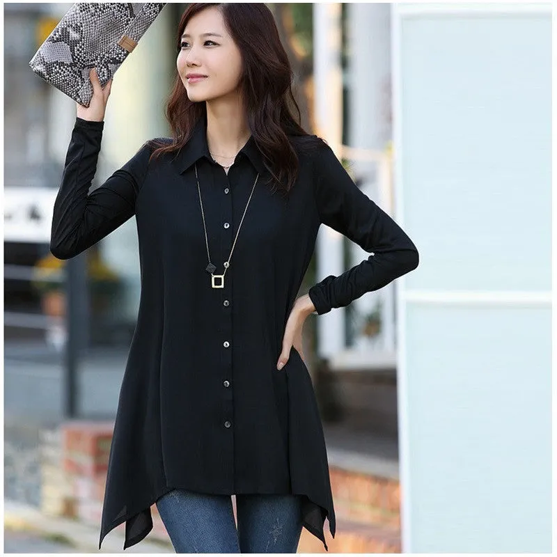 Chiffon Blouse Shirts Women Tops Plus Size Women Clothing White Lace Blouses
