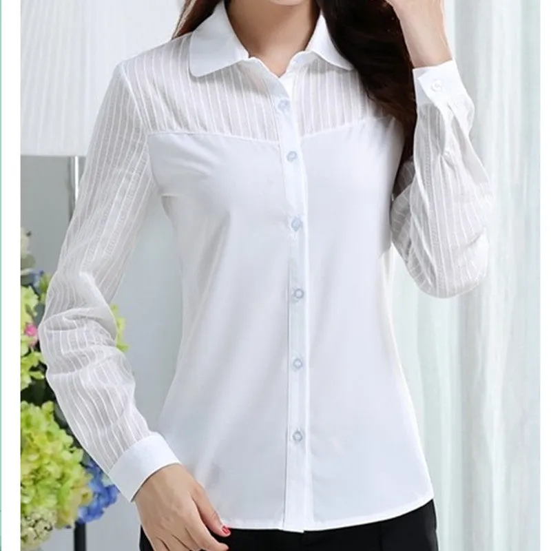 Chiffon Blouse Shirts Women Tops Plus Size Women Clothing White Lace Blouses