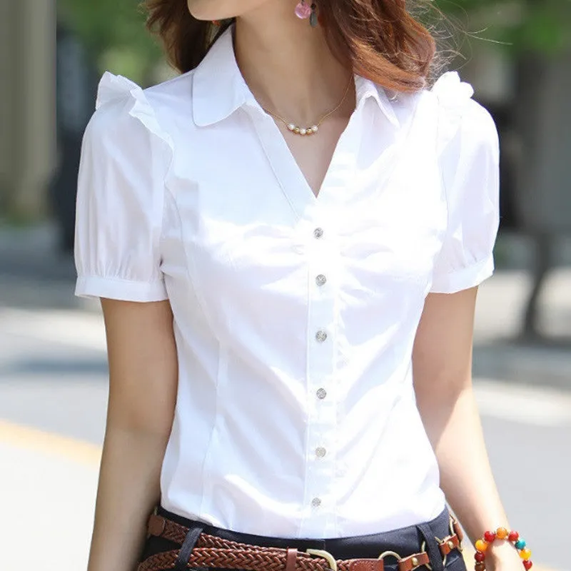 Chiffon Blouse Shirts Women Tops Plus Size Women Clothing White Lace Blouses